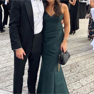 Amsale Bridesmaid Dress Emerson GB102A in Hunter Green